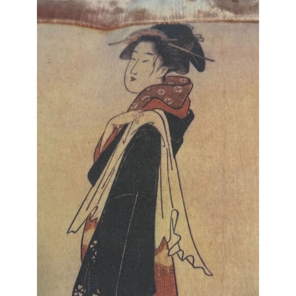 Vintage Rags Home Furnishings Japanese Wood Block Throw Pillow Geisha - Picture 2 of 10